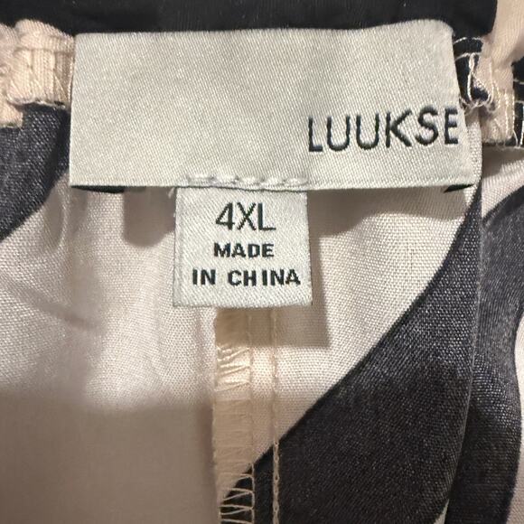 Luukse Abstract Print Wide Leg Culottes Pants 4XL Black Cream Flowy Artsy Bold - Picture 3 of 6